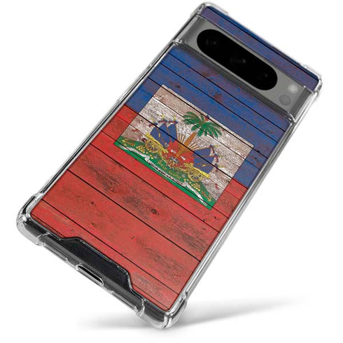 Haiti Flag Dark Wood Google Pixel 8 Pro Clear Case